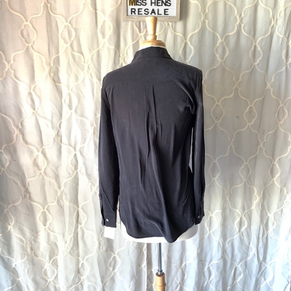 EQUIPMENT FEMME BLACK SILK BUTTON UP SHIRT, MD - Picture 6 of 8